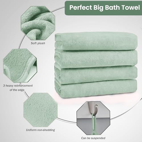 MAXOSHINE Microfiber Towels for Bath Large Size-Super Soft Coral Fleece Bathing Towel Hook Quick Dry Super Absorbent-Bath Towel for Men and Women-70x140 cm, 350 GSM, Pack of 2 - Image 3