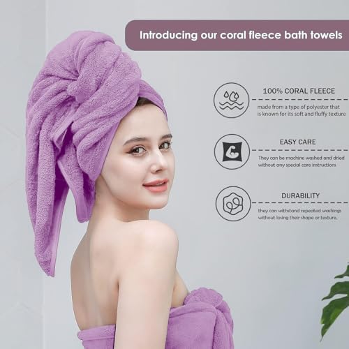 MAXOSHINE Microfiber Towels for Bath Large Size-Super Soft Coral Fleece Bathing Towel Hook Quick Dry Super Absorbent-Bath Towel for Men and Women-70x140 cm, 350 GSM, Pack of 2 - Image 2