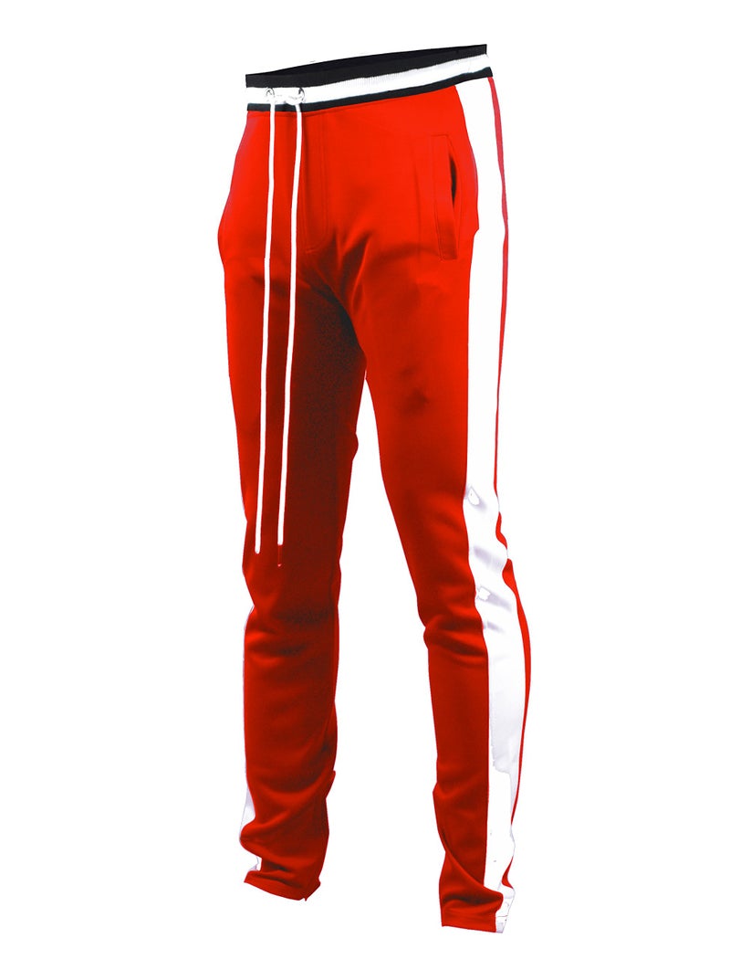 SCREENSHOT Men's Athletic Fitness Slim Fit Workout Track Pants BASIC S41700-Red-Medium - Image 1
