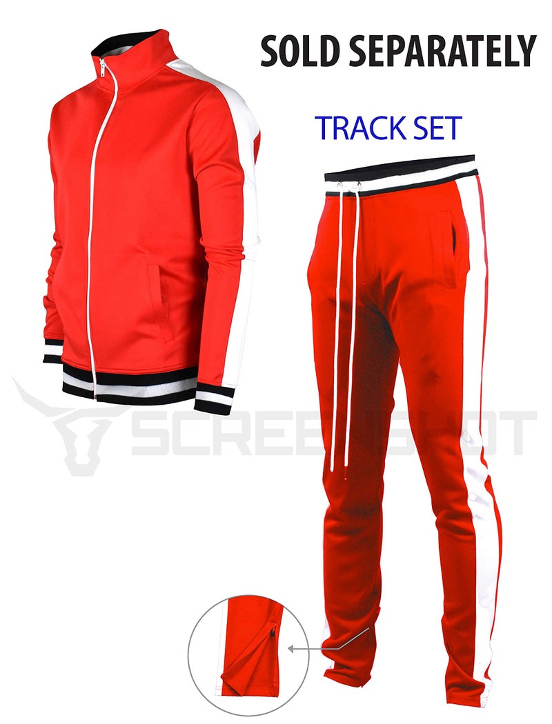 SCREENSHOT Men's Athletic Fitness Slim Fit Workout Track Pants BASIC S41700-Red-Medium - Image 3