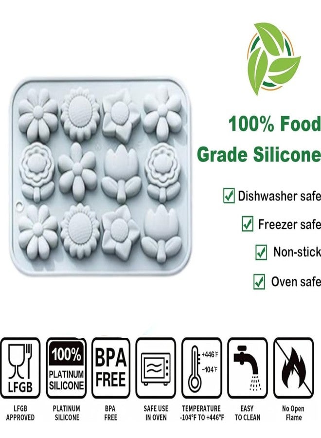 LEGACYCART 1PCS Flower Silicone Molds, Chocolate Molds, Candy Molds, Wax Melt Molds, Butter Mold, Food Grade No-Stick Silicone Molds for Baking, Home Baking - Image 3