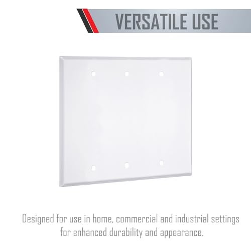 TayMac WW-BBB Standard Metallic Wallplate with Blank, Three Gang, White Smooth - Image 3