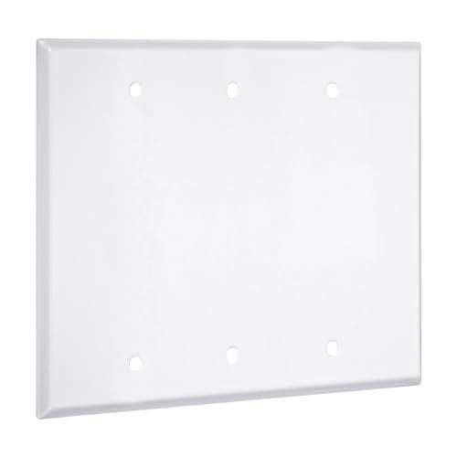 TayMac WW-BBB Standard Metallic Wallplate with Blank, Three Gang, White Smooth - Image 1