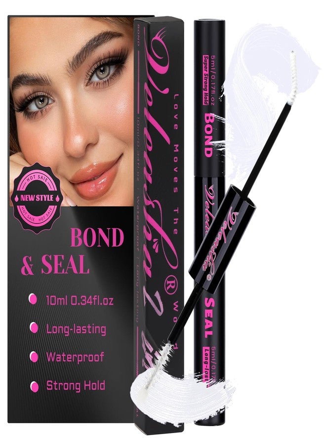 Veleasha Lash Glue Eyelash Clusters Glue 2 in 1 Waterproof Lash Bond and Seal for DIY Eyelash Extensions Super Strong Hold Long Lasting at Home (10ml,White) - Image 1