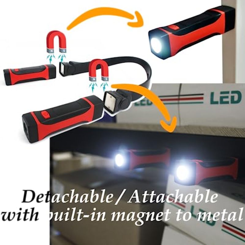 Magnetic Neck Light: Red Cordless Hands Free Light - Adjustable Dual Led Light for Reading Craft Repair - Image 4