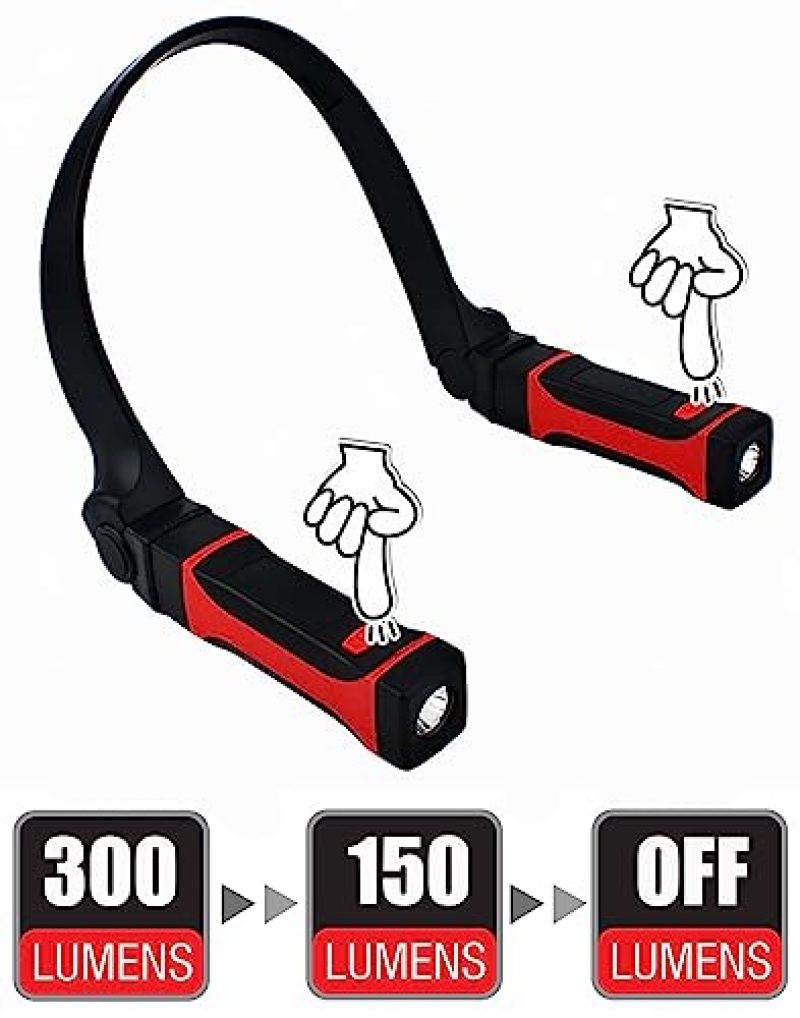 Magnetic Neck Light: Red Cordless Hands Free Light - Adjustable Dual Led Light for Reading Craft Repair - Image 5