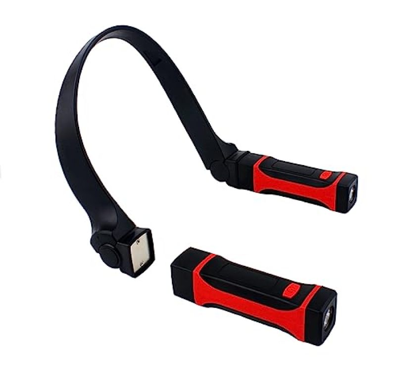 Magnetic Neck Light: Red Cordless Hands Free Light - Adjustable Dual Led Light for Reading Craft Repair - Image 1