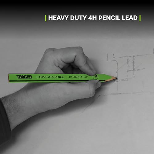TRACER 4H Carpenters Pencils (Hard Lead) 12 Pack with Carpenters Pencil Sharpener. Carpenters Pencil x 12 - Image 5