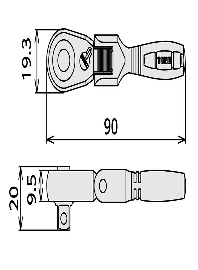 TONE Short Ratchet Handle Flex Head (Socket Hold Type) RH2FHS 1/4" Inch Drive - Image 5