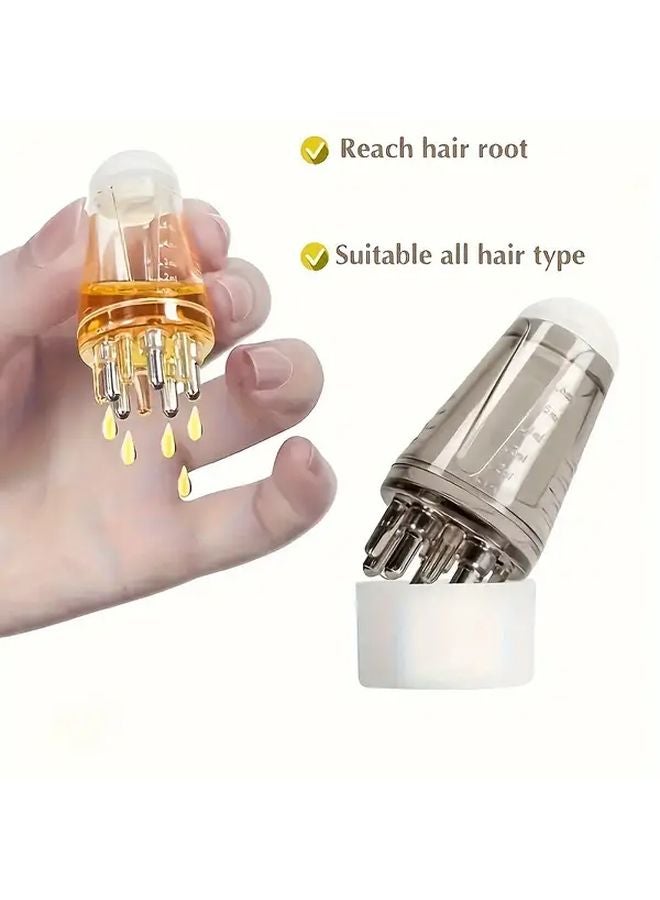 ماسك فروة الرأس اليدوي الأبيض بدون استخدام اليدين 360 جهاز تطبيق زيت الشعر الدوار للعناية بقشرة الرأس - Image 3