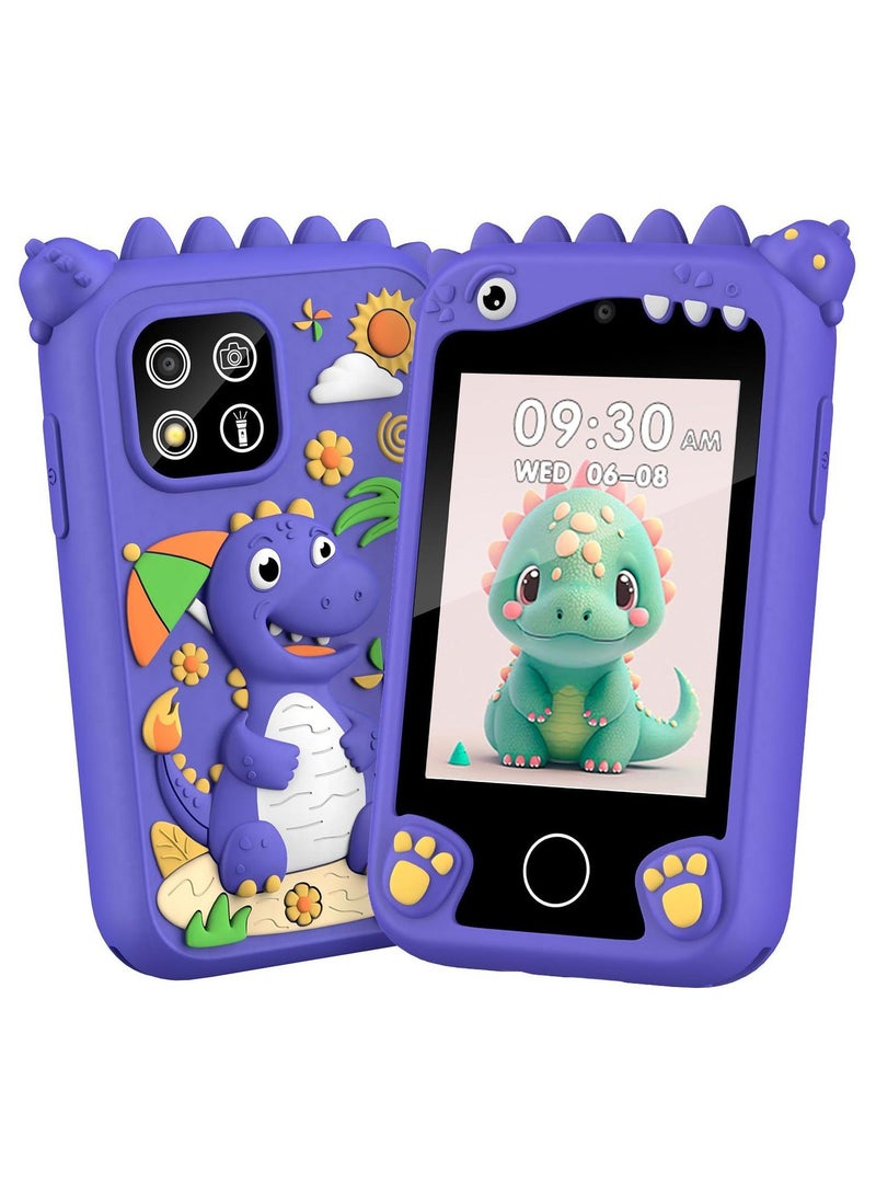إيفرين لعبة هاتف ذكي للأطفال من عمر 3 إلى 8 سنوات للأولاد والبنات مع كاميرا وبطاقة TF بسعة 8 جيجابايت (بنفسجي) - Image 1