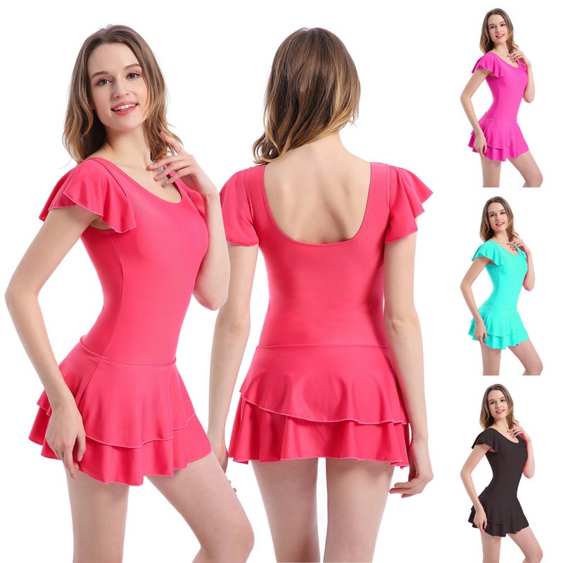 Plus Size Conservative Swimsuit for Women Covering Belly, Multi-Color Slimming Push-Up One-Piece Short-Sleeved Skirt Swimsuit Factory One Piece - Image 2