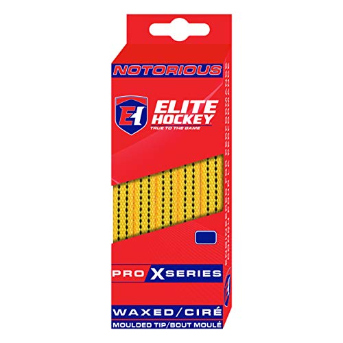 Elite Hockey, Notorious Pro X Series, Waxed Ice Hockey Skate Laces, One Pair (Yellow, 108 inches) - Image 1
