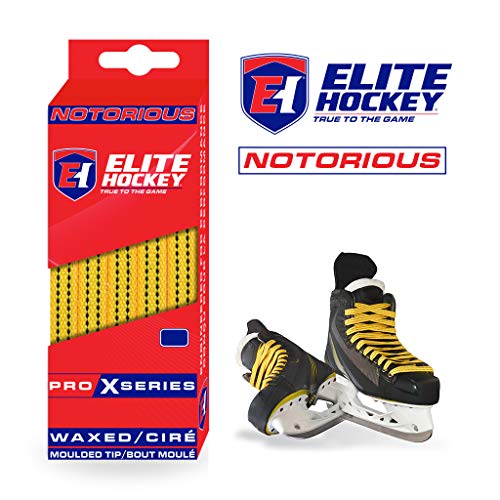 Elite Hockey, Notorious Pro X Series, Waxed Ice Hockey Skate Laces, One Pair (Yellow, 108 inches) - Image 2