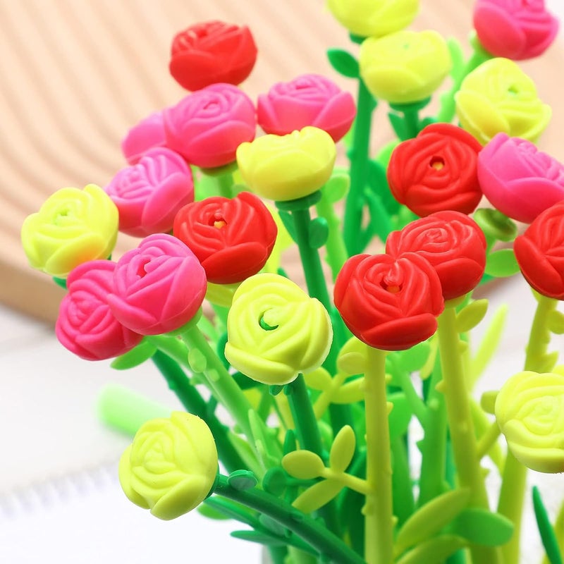 إكسفور أقلام الزهور هدايا أقلام الورد الاصطناعي، 30 قطعة أقلام حبر سوداء إبداعية 0.5 مم بكميات كبيرة هدايا حفلات الزفاف وأعياد الميلاد والمكتب والمدرسة، للأطفال والفتيات والنساء، لوازم تزيين المنزل والمدرسة - Image 4