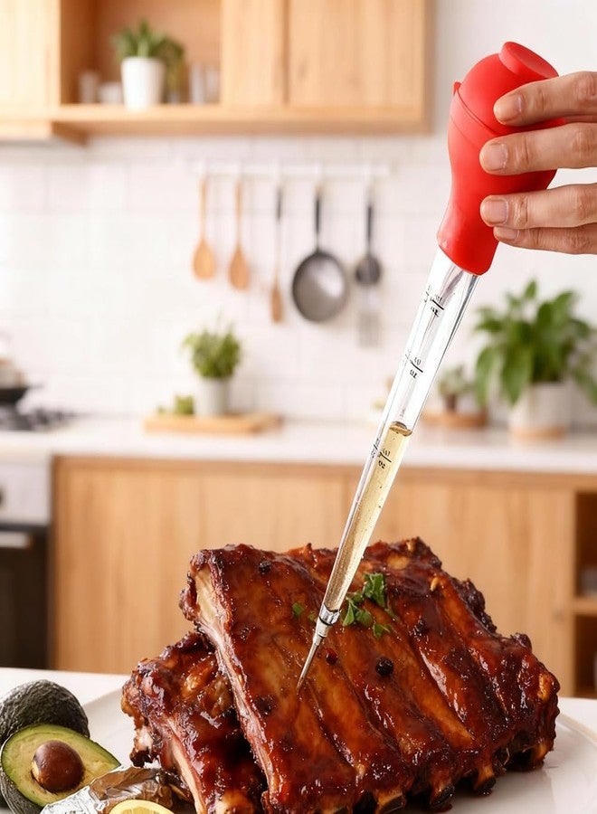 Mikim Turkey Baster Syringe Large, Long Meat Basters for Cooking & Basting, Plastic Turkey Baster with Marinade Injector Needle, Silicone Bulb & Basting Brush and Cleaning Brush, Red 3/4 oz - Image 5