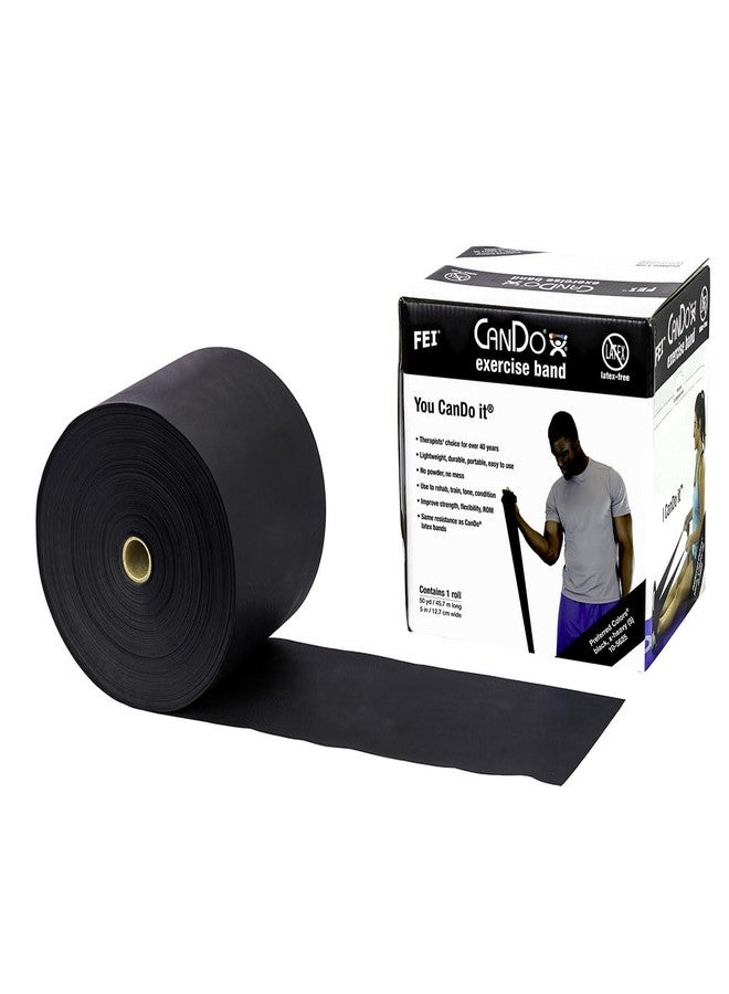 Cando 10-5625 Black Latex-Free Exercise Band, X-Heavy Resistance, 50 yd Length - Image 1