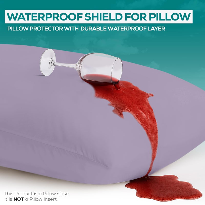 Utopia Bedding Waterproof Pillow Protectors Zippered King Size (2 Pack  Lavender)  Zippered Pillowcases  Bed Bug Proof Pillow Encasement Covers 20 x 38 Inches - Image 3