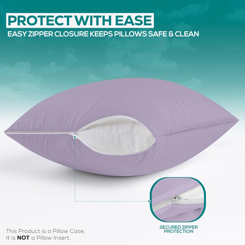 Utopia Bedding Waterproof Pillow Protectors Zippered King Size (2 Pack  Lavender)  Zippered Pillowcases  Bed Bug Proof Pillow Encasement Covers 20 x 38 Inches - Image 4