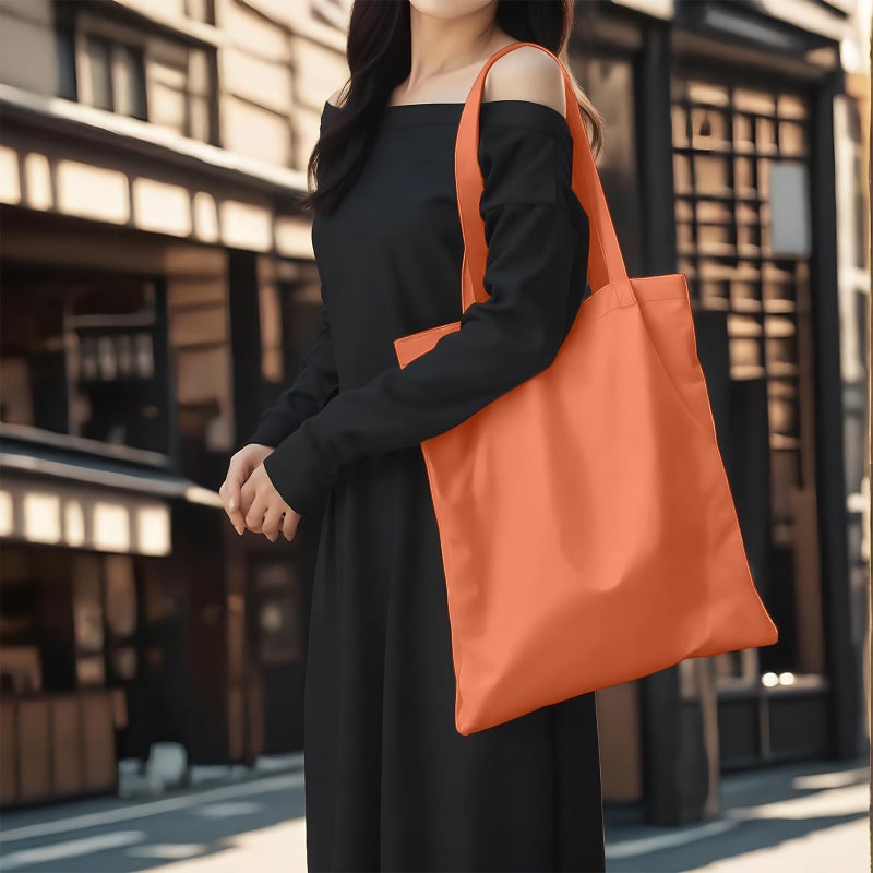 MOLOVA 1 Pack Available Premium Canvas Reusable Tote Gift Bags,Made of Natural Canvas with Handle,Work,DIY,Shopping(Orange) - Image 3