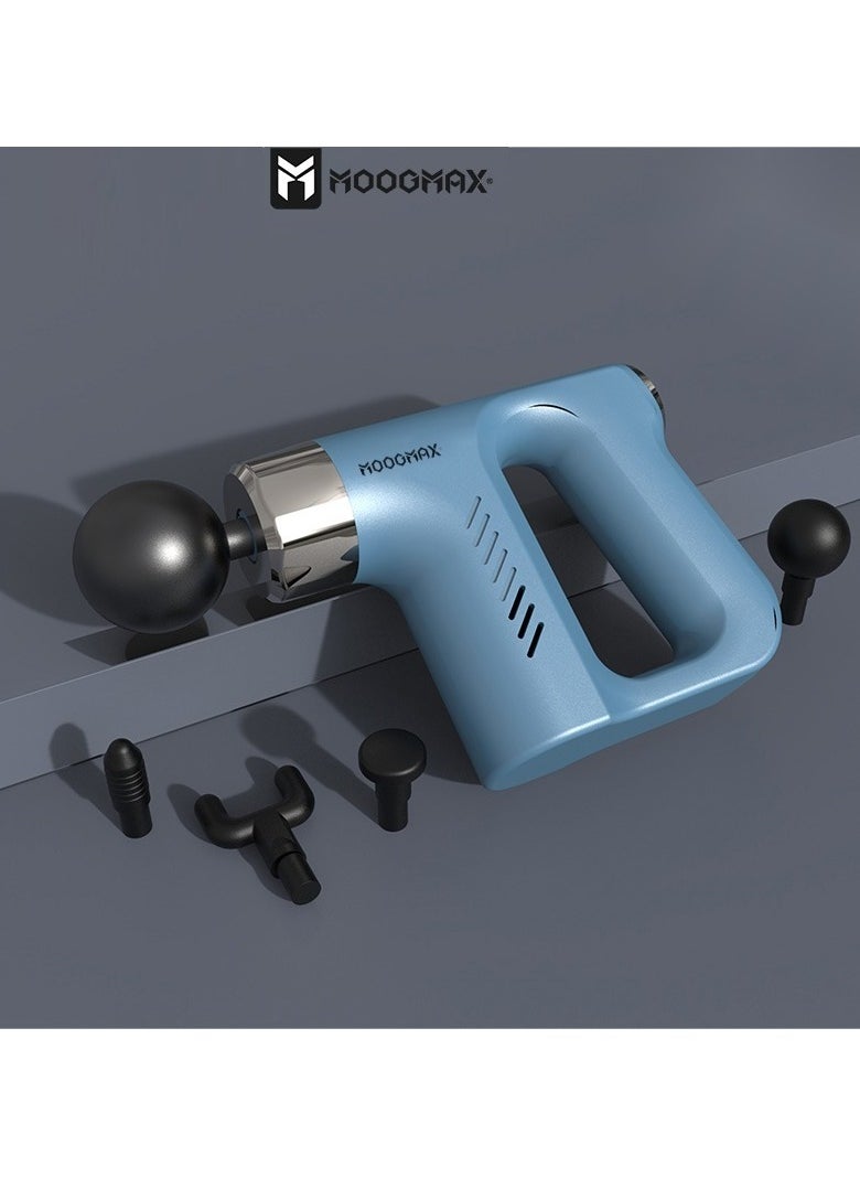MOOGMAX - Muscle massage gun device with five speeds and four multi-heads with a strong and safe battery. Helps relax muscles. Blue - Image 1