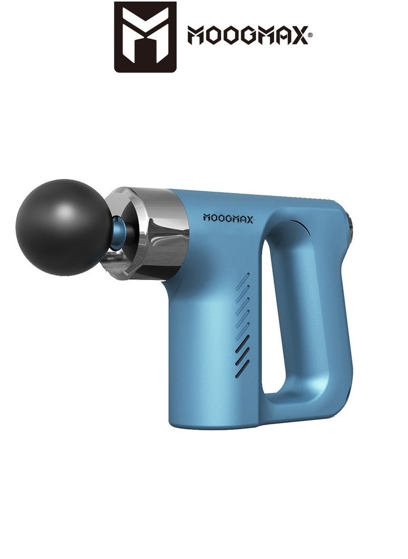MOOGMAX - Muscle massage gun device with five speeds and four multi-heads with a strong and safe battery. Helps relax muscles. Blue - Image 1