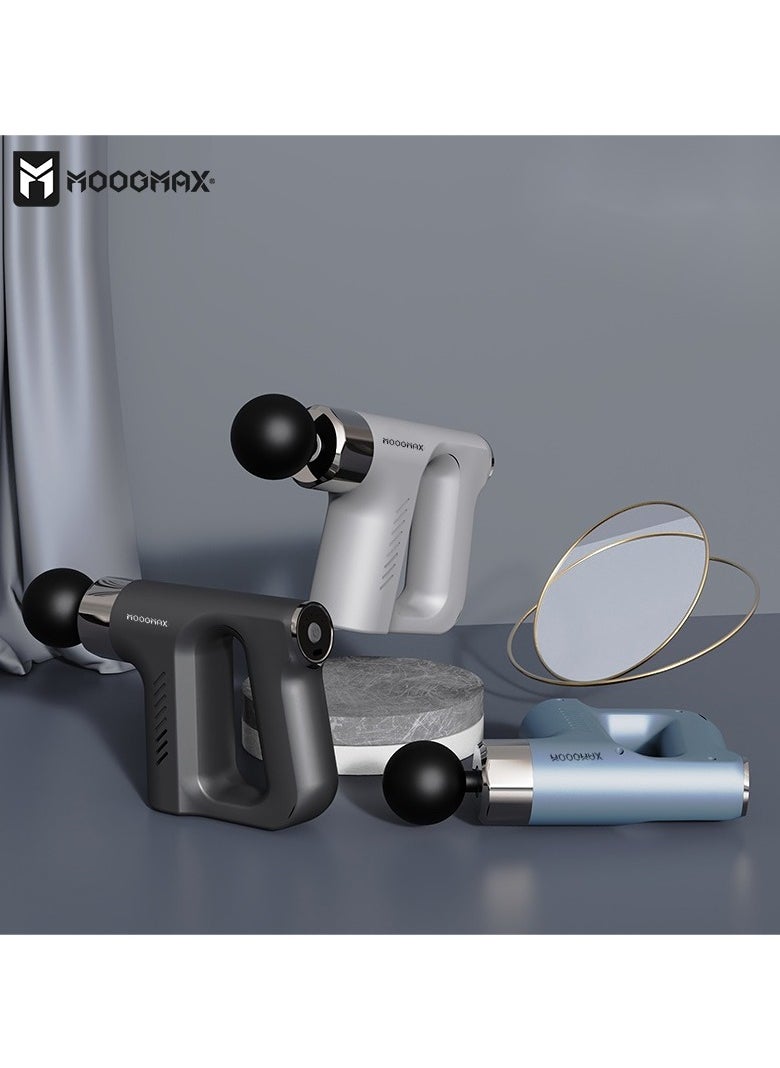 MOOGMAX - Muscle massage gun device with five speeds and four multi-heads with a strong and safe battery. Helps relax muscles. Blue - Image 1