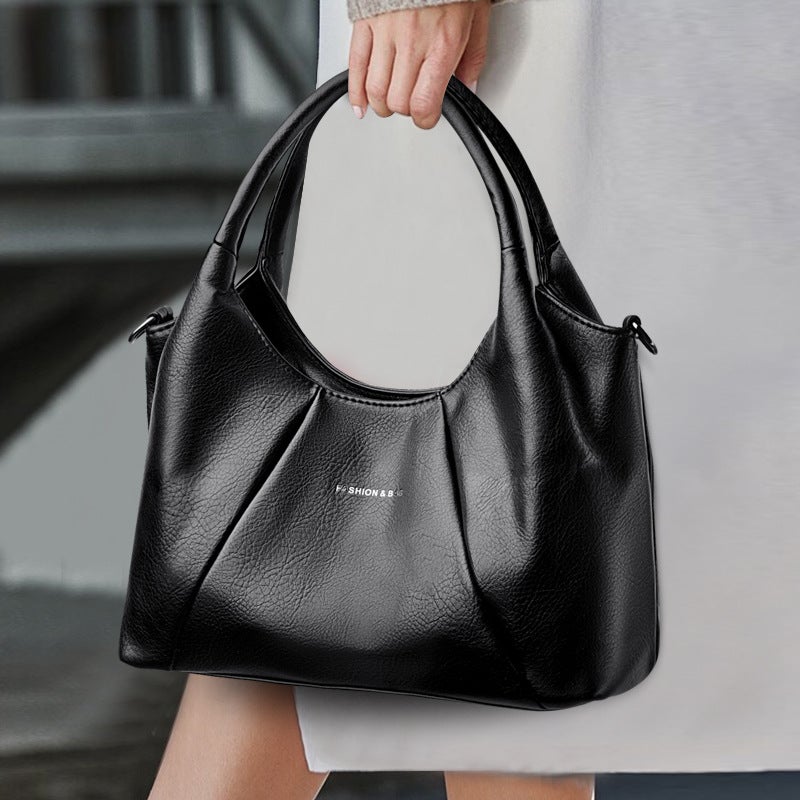 Genuine Leather Texture Shoulder Bag, Large Capacity Soft Leather Crossbody Bag, High-End Fashion Versatile Handbag, Commuter Retro Women''s Bag - Image 5