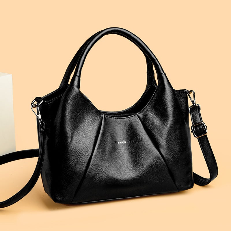 Genuine Leather Texture Shoulder Bag, Large Capacity Soft Leather Crossbody Bag, High-End Fashion Versatile Handbag, Commuter Retro Women''s Bag - Image 3