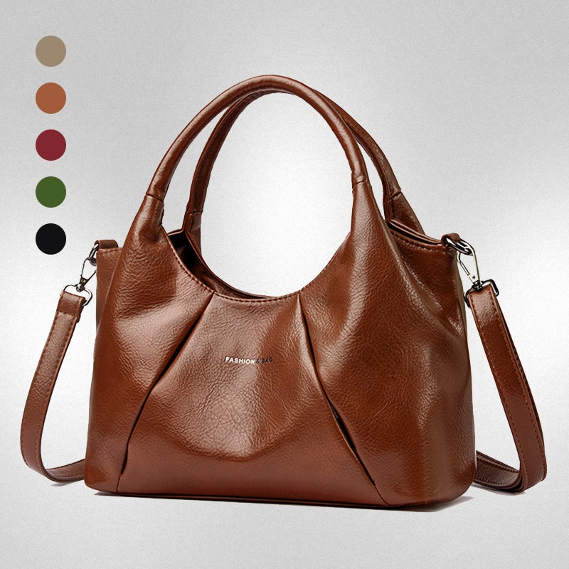 Genuine Leather Texture Shoulder Bag, Large Capacity Soft Leather Crossbody Bag, High-End Fashion Versatile Handbag, Commuter Retro Women''s Bag - Image 2