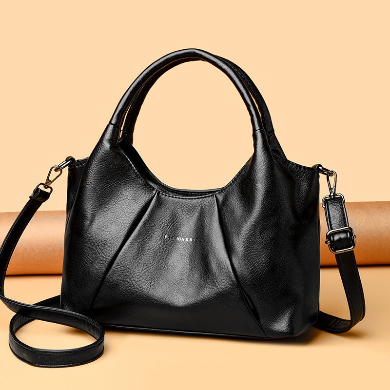 Genuine Leather Texture Shoulder Bag, Large Capacity Soft Leather Crossbody Bag, High-End Fashion Versatile Handbag, Commuter Retro Women''s Bag - Image 4