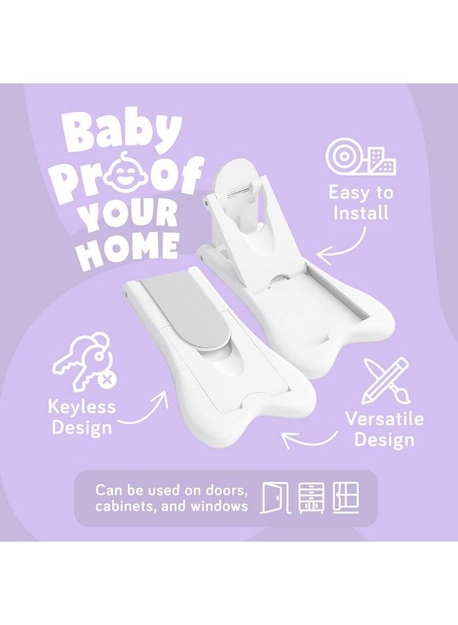 ashtonbee Child Safety Locks For Cabinets And Drawers Sliding Door Lock Easy To Install Cabinet Locks For Babies Baby Cabinet Safety Latches Set Of 2 White Ashtonbee (2 Pack) - Image 4