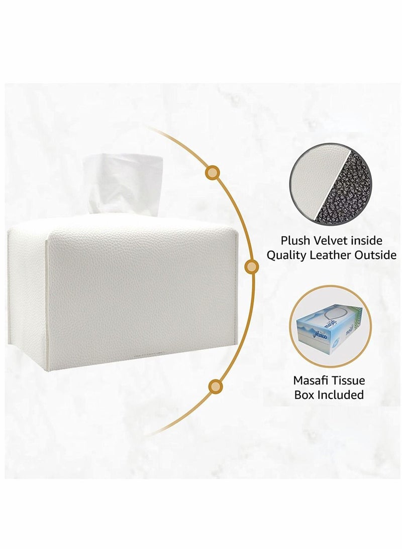 HomarKet Large Size Leather Tissue Box Cover Holder Home Decorations for Living Room Bedroom and Office Tissue Box Cover for Car  - Image 3