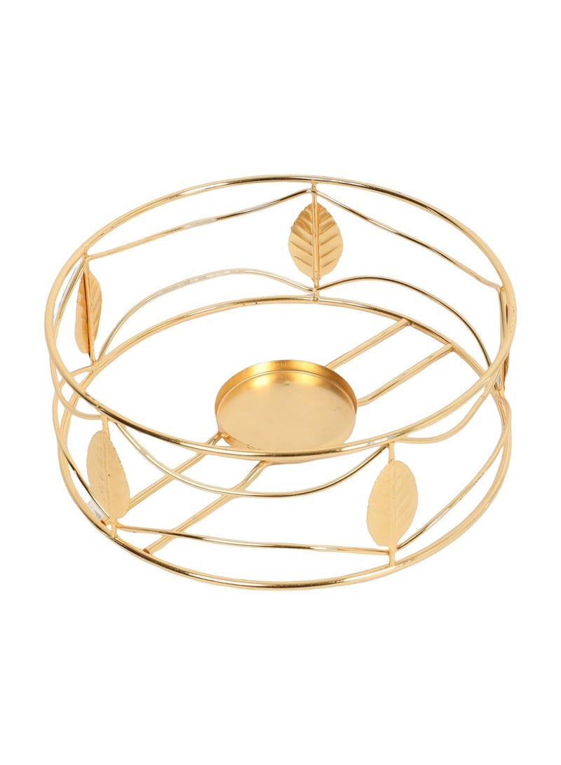 وعاء تقديم دائري سيراميك 10 بوصة مع حامل تسخين ذهبي مزخرف – لتقديم الطعام بأناقة - Image 4