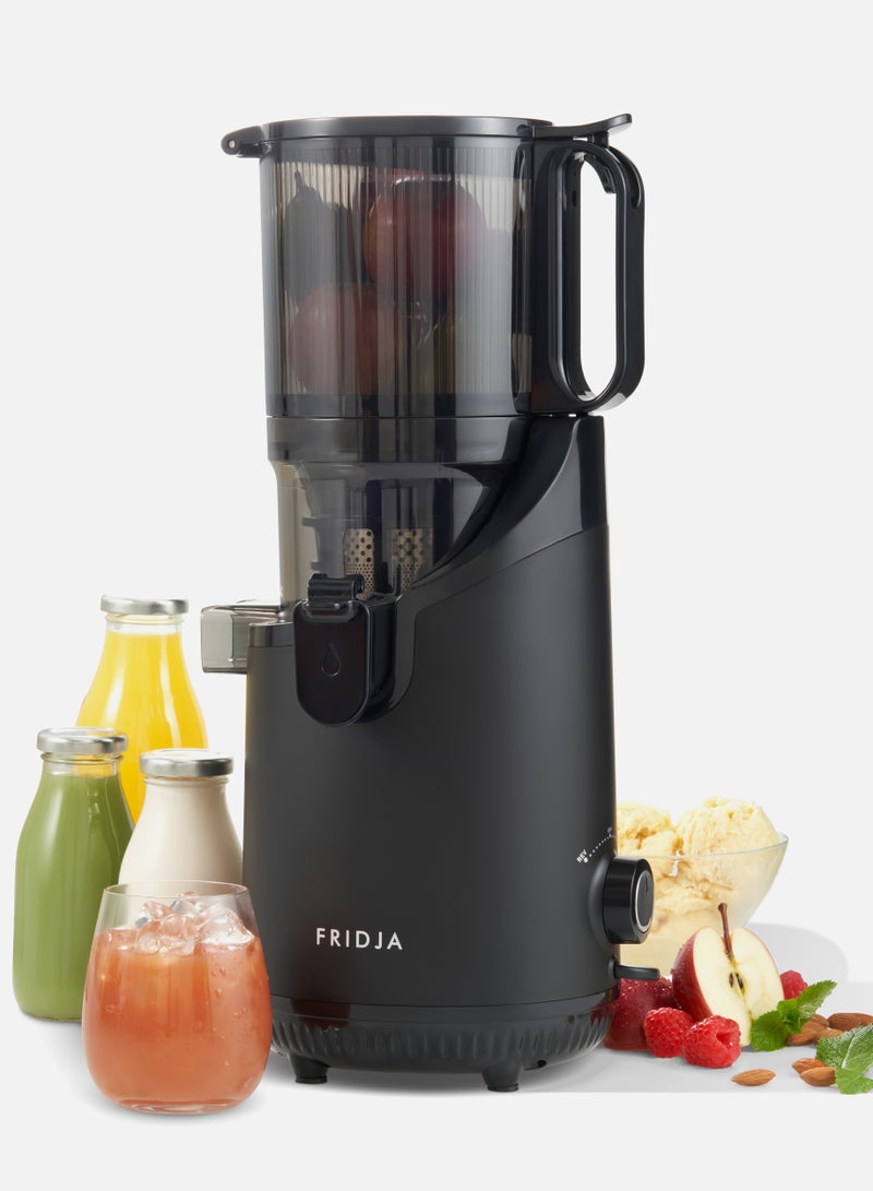 فريدجا عصارة فريجا f2500 ذاتية التغذية – عصارة بطيئة ممتازة لاستخلاص العصير من الفواكه الكاملة – فتحة تغذية واسعة 135 مم، بقدرة 250 واط – عصر بارد للعصير وحليب المكسرات – بحجم كامل – باللون الأسود غير اللامع - Image 1