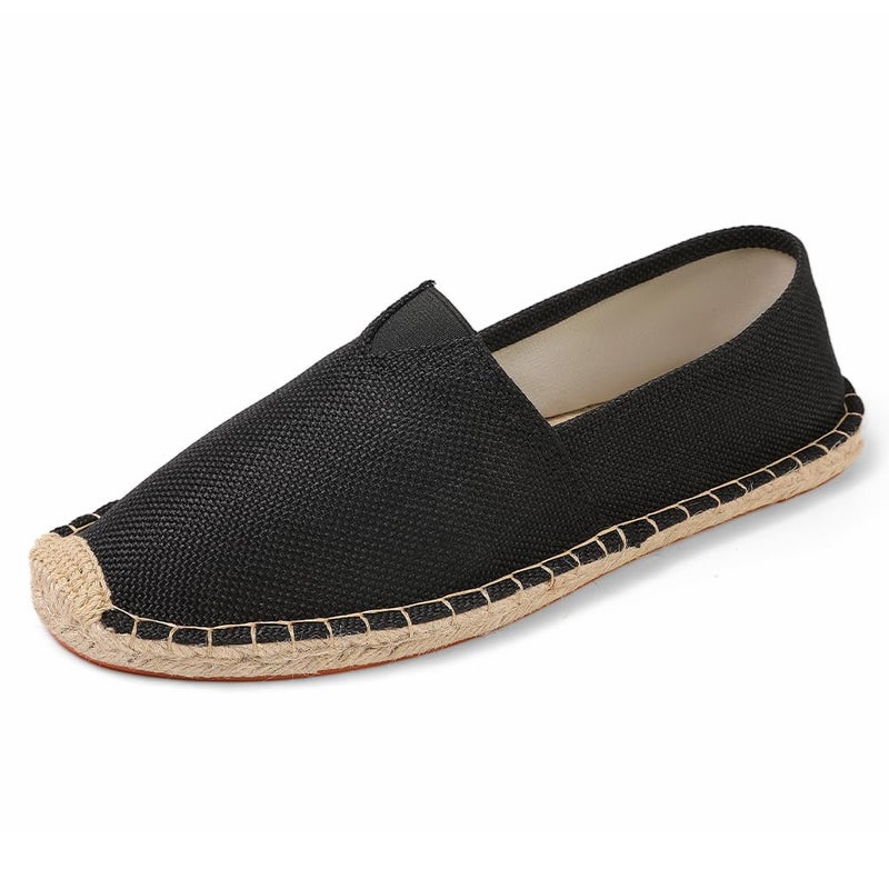 MCRONJI Closed Toe Canvas Slip on Flat Espadrilles Loafers for Men and Women (Black,4 Men/5 Women) - Image 1