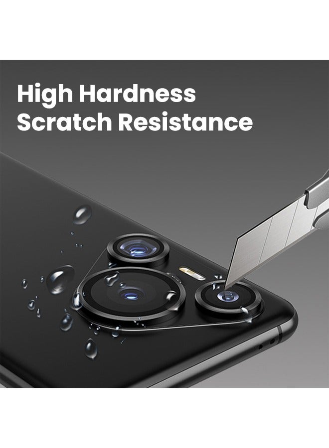 واقي عدسة الكاميرا لهاتف Huawei Pura 70 (ليس لهاتف Pura 70 Pro)، واقي شاشة كاميرا من الزجاج المقوى عالي الدقة 9H، غطاء عدسة بحلقة معدنية لهاتف HUAWEI Pura 70، مجموعة واحدة (طقم محاذاة صينية التثبيت، - Image 3