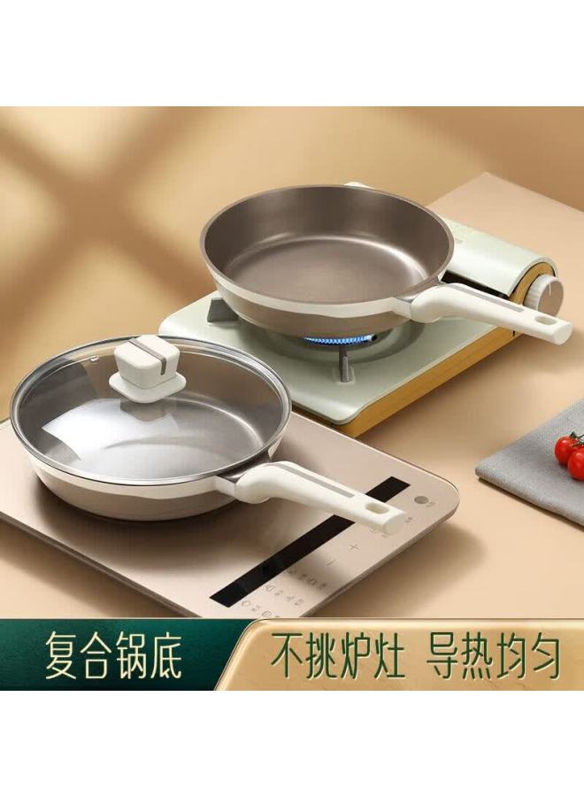 Ssn Ceramic Frying Pan, Titanium Flat Bottom Pan, Non-stick Pancake Pan, Non-fluorinated Egg Frying Pan, Steak Breakfast Pan, Crepe Pan, Suitable For Gas And Induction Cooktops
