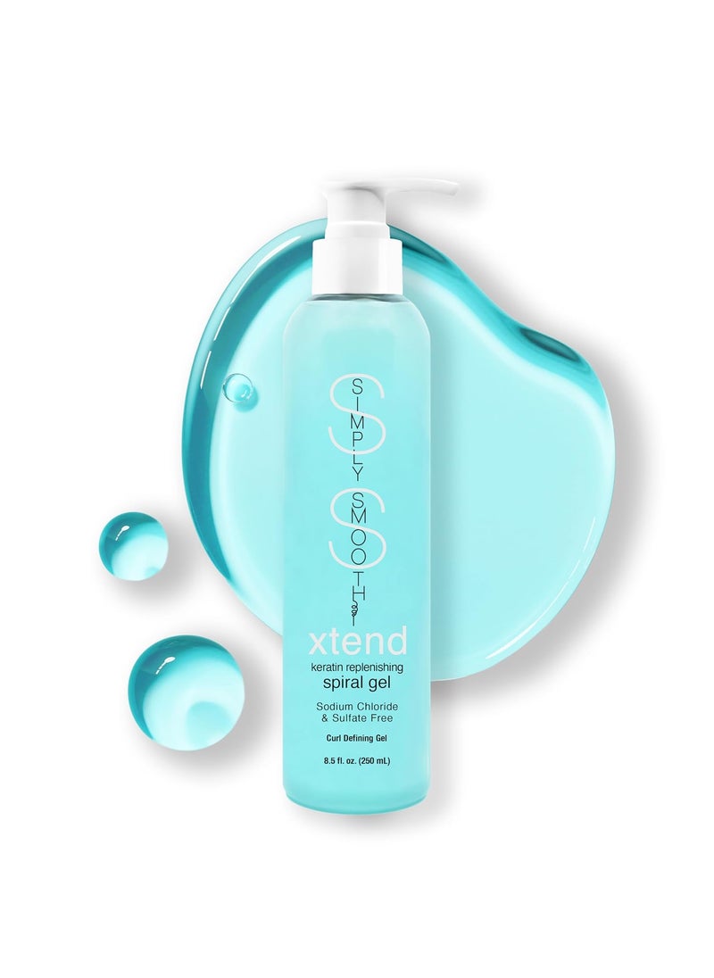 SIMPLY SMOOTH SIMPLY SMOOTH Xtend Keratin Replenishing Spiral Gel | Lightweight Curl Defining Gel | Define Curls, Add Bounce & Tame Frizz | Non Flaking Formula & No Crunch Styling Hold | 8.5 Oz. 