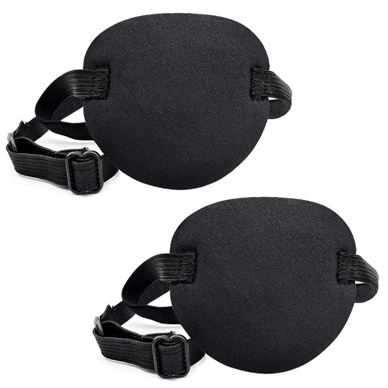 Vandorla Pirate Eye Patches 2 Pack Adjustable Amblyopia Lazy Eye Patches for Adults and Children Black
