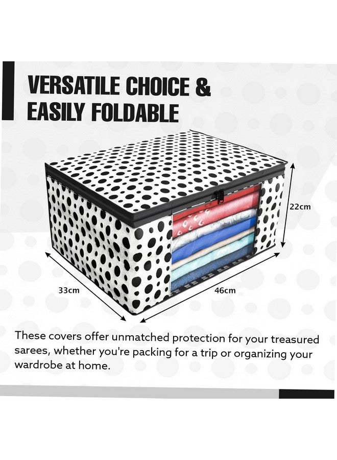 Kuber Industries Pack of 6 Polka Dot Saree Cover | Clothes Organizer For Wardrobe | Storage Organizer For Saree- Suit-Shirt-Lehanga | Saree Cover With Zip | Black & White - Image 3