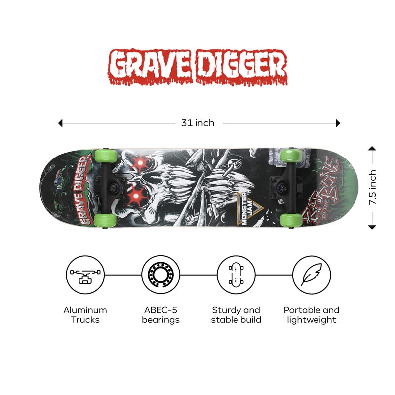 VOYAGER Monster Jam 31 inch Skateboard, 7-ply Maple Desk Skate Board for Cruising, Carving, Tricks and Downhill - Image 2