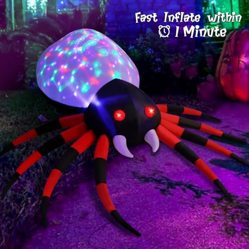 GOOSH 5 FT Halloween Inflatable Spider Outdoor Decoration with Magic Light Blow Up Yard Spider Inflatables Holiday Inflatables for Outdoor Yard Garden Lawn Decor - Image 4