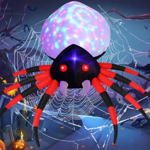 GOOSH 5 FT Halloween Inflatable Spider Outdoor Decoration with Magic Light Blow Up Yard Spider Inflatables Holiday Inflatables for Outdoor Yard Garden Lawn Decor - Image 1