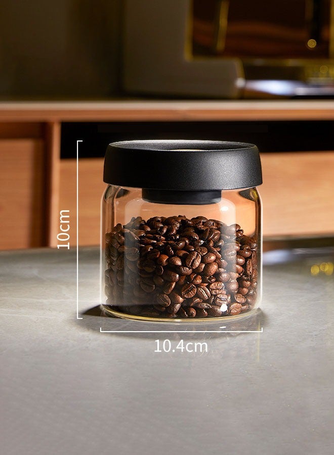 Hanayo Coffee Vacuum Container 500ml Coffee Beans Glass Container With Wide Mouth with Airtight Lid for Coffee Beans Ground Coffee Tea Leaves Snacks for Fresh Keeping(Black&Gold)  - Image 2