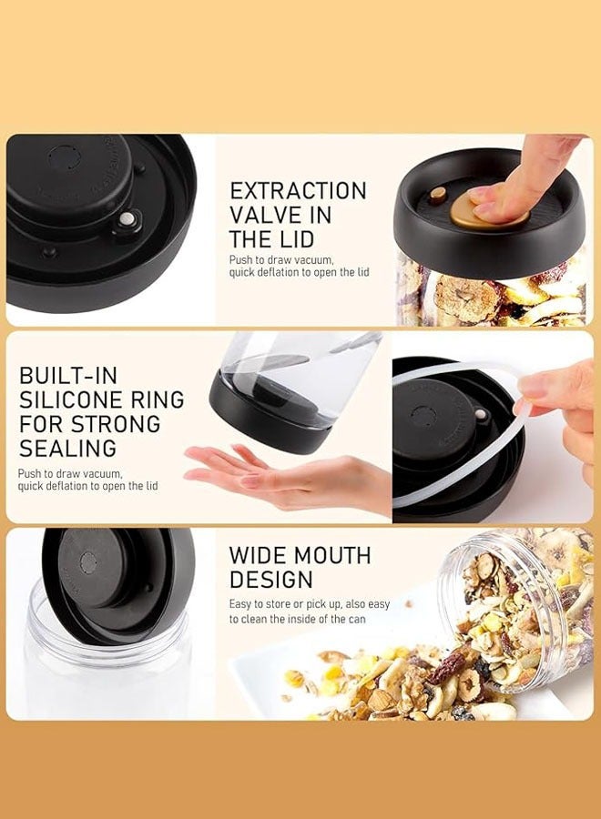 Hanayo Coffee Vacuum Container 500ml Coffee Beans Glass Container With Wide Mouth with Airtight Lid for Coffee Beans Ground Coffee Tea Leaves Snacks for Fresh Keeping(Black&Gold)  - Image 5