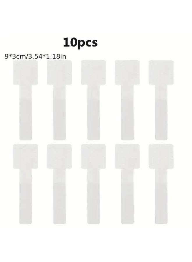 White Self Adhesive Cable Clips 10 Pack Heavy Duty Cord Organizers No Drill Wire Management - Image 1