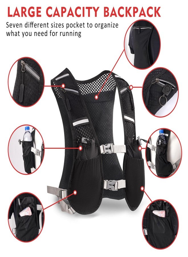 SAGUD Running Vest Backpack for Men Women, Breathable, Adjustable, Reflective, 7 Pockets, Black, Cycling, Running - Image 5