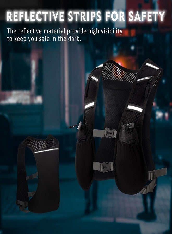 SAGUD Running Vest Backpack for Men Women, Breathable, Adjustable, Reflective, 7 Pockets, Black, Cycling, Running - Image 2