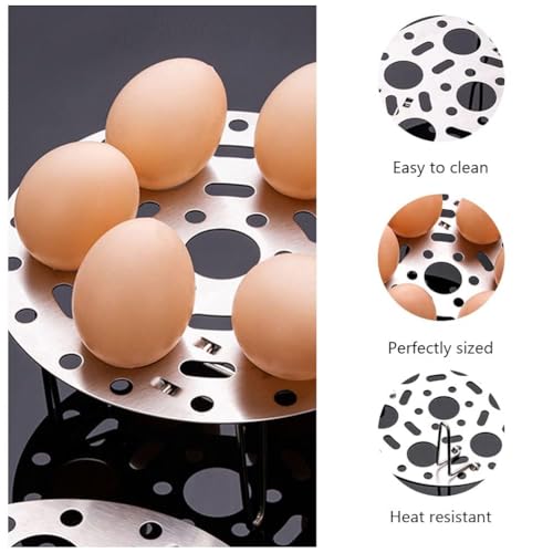Rexez Stainless Steel Egg Steamer Rack | Multipurpose Heatproof Stackable 7-Hole Stand for Steaming & Boiling | Pressure Cooker & Pot Accessory | Egg Steamer Stand – Pack of 1 - Image 5
